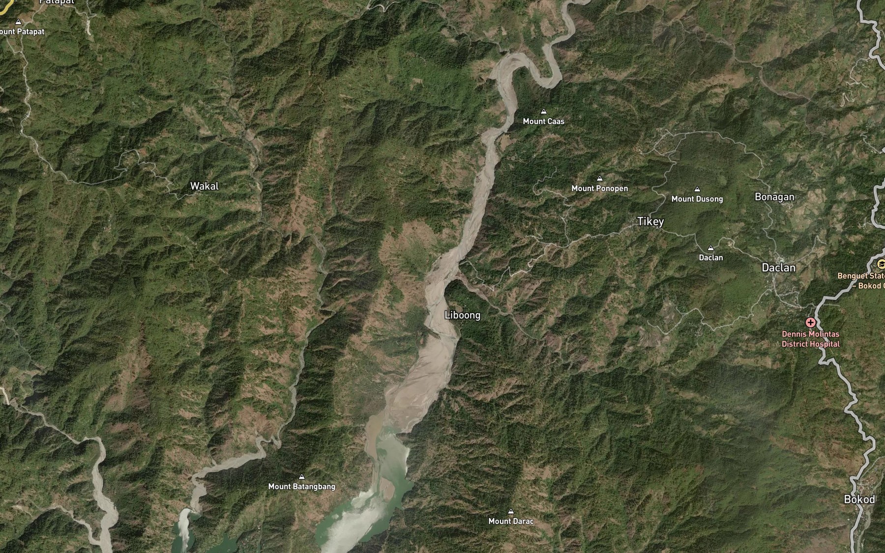Satellite map of the Asin Creek
