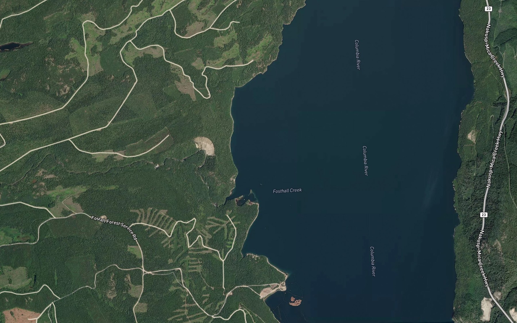 Satellite map of the Fosthall Creek