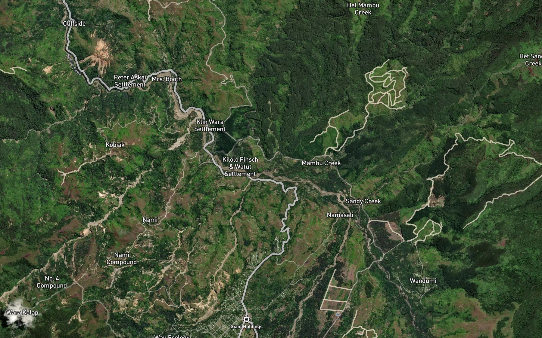Satellite map of the Kololo Creek
