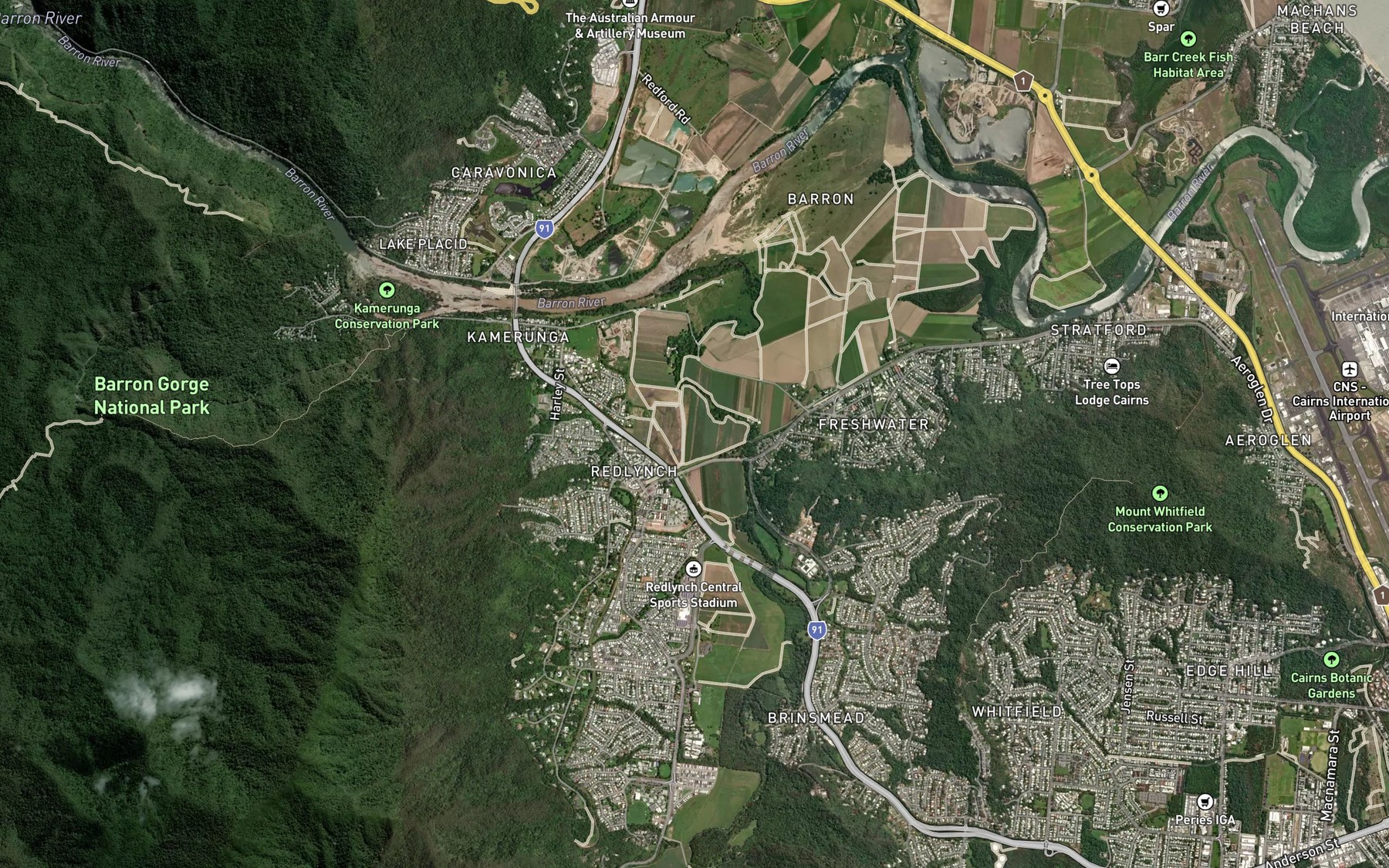Satellite map of the Freshwater Creek