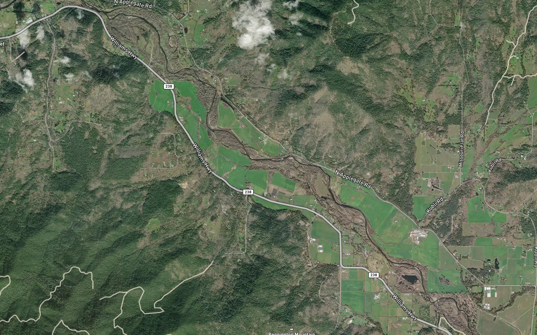 Satellite map of the Dales Bluff Creek