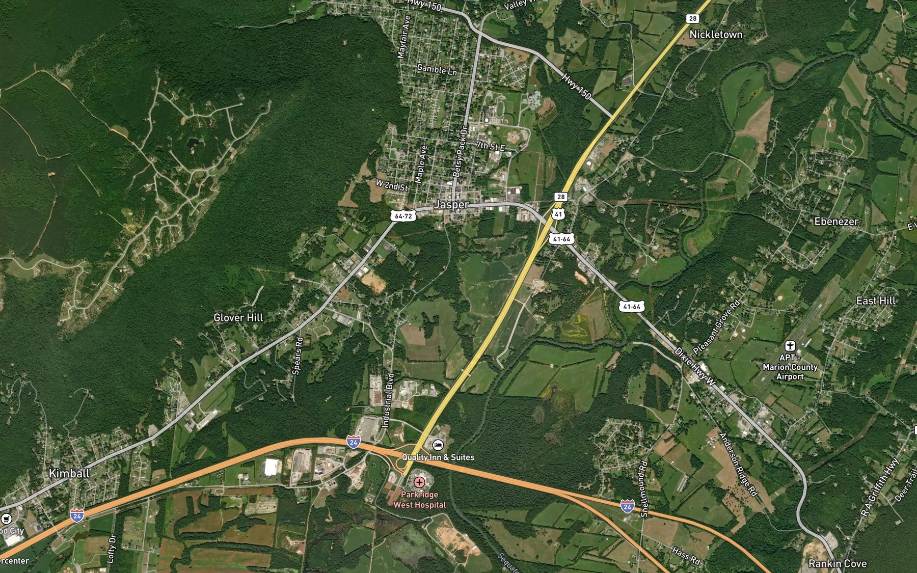 Satellite map of the Standifer Branch