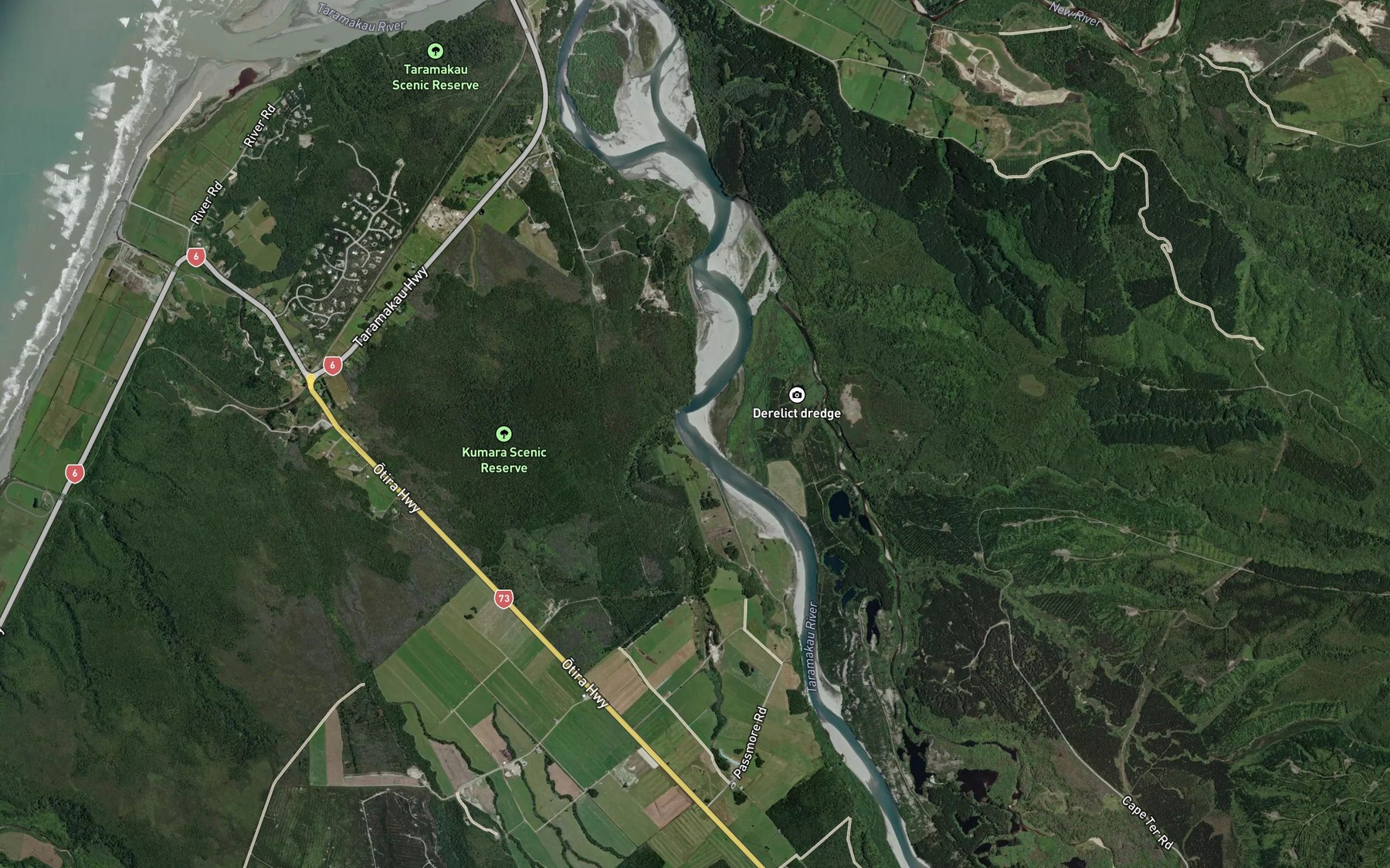 Satellite map of the Hughes Creek