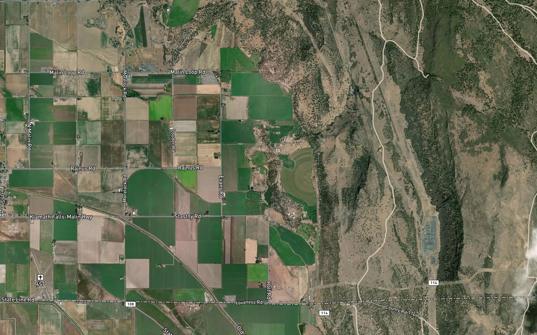 Satellite map of the Mills Creek