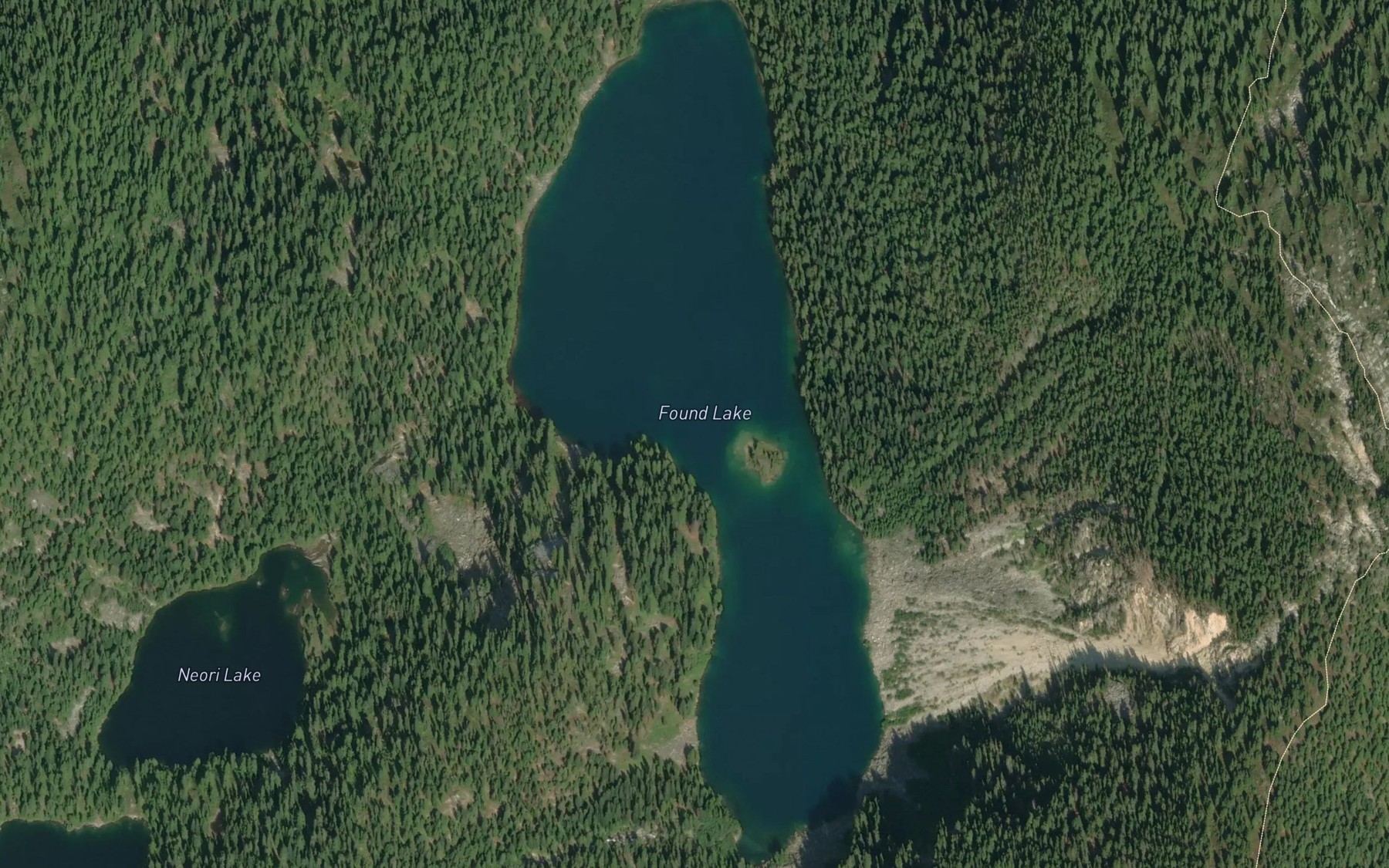 Satellite map of the Found Lake