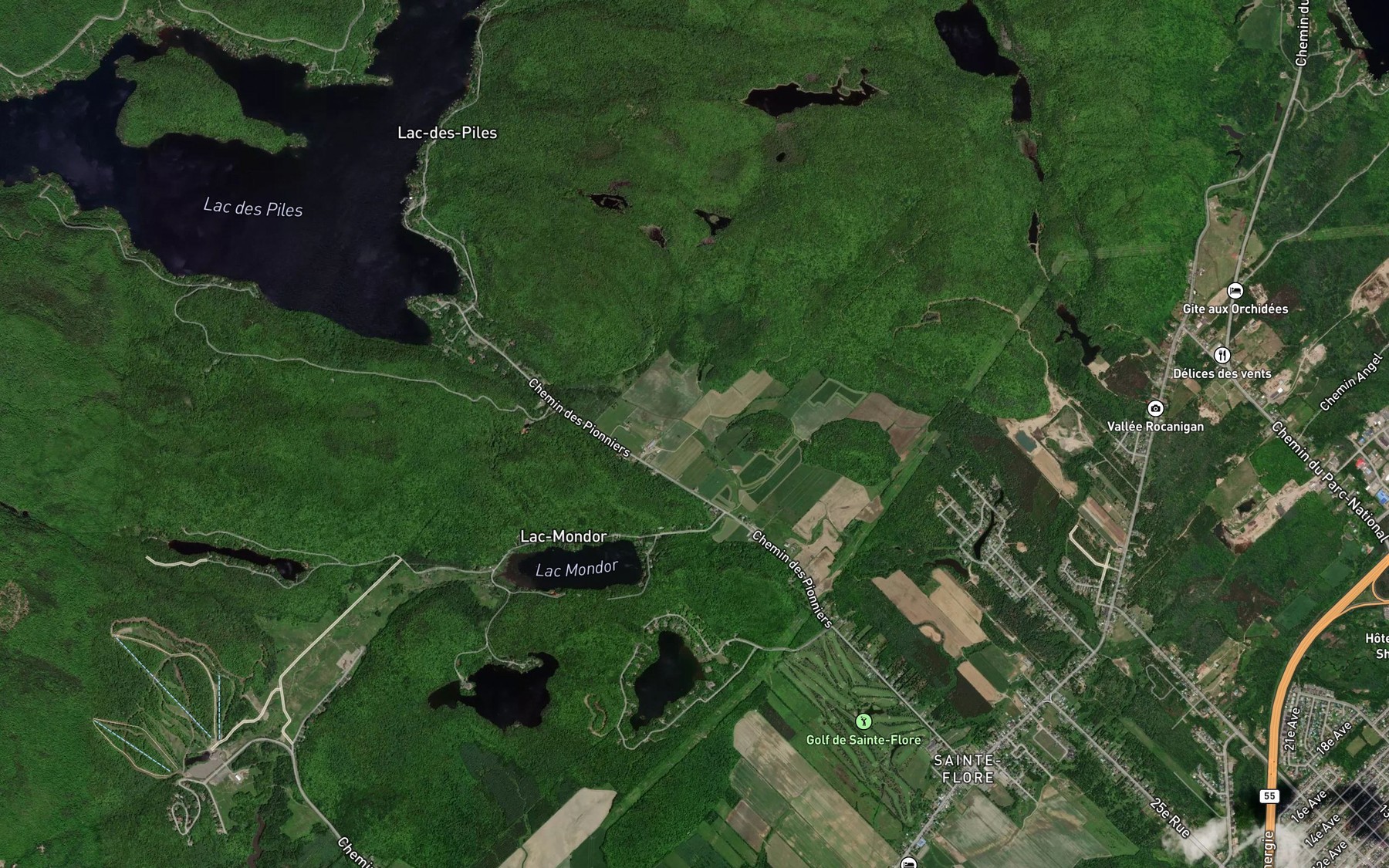 Satellite map of the Cours d'eau Gelinas