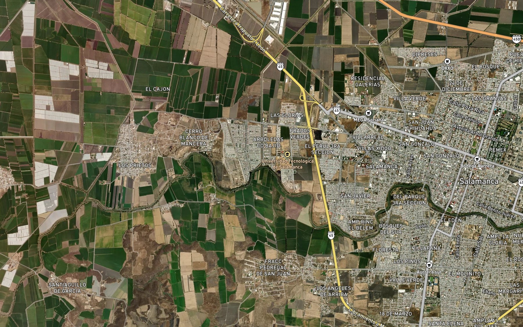 Satellite map of the Veinte