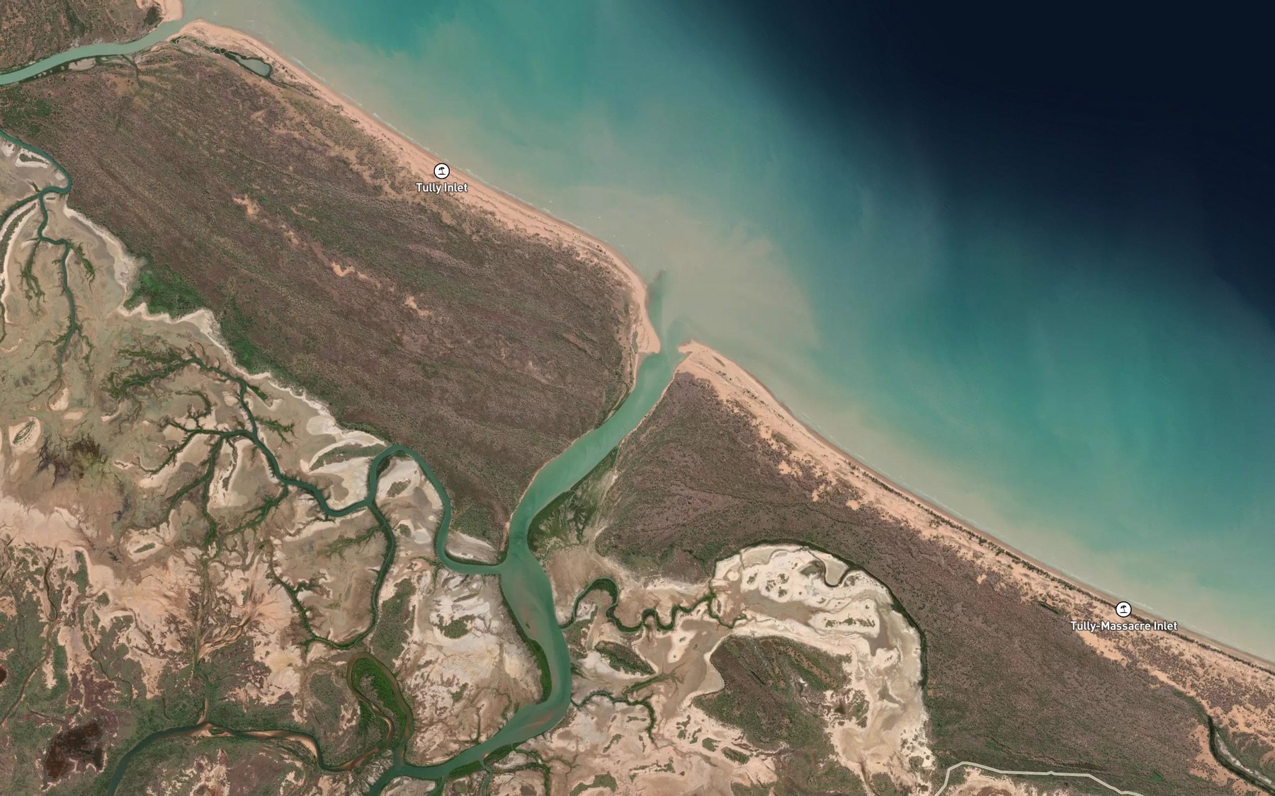 Satellite map of the Tully Inlet