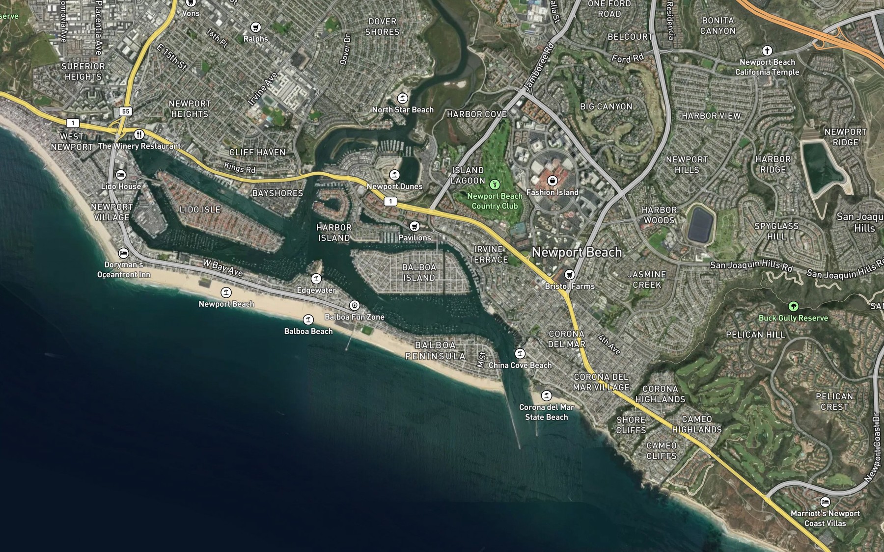 Satellite map of the Grand Canal