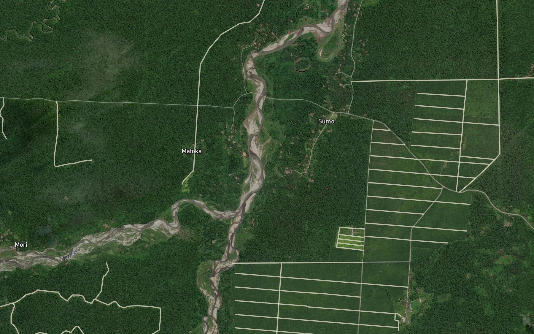 Satellite map of the Piore River