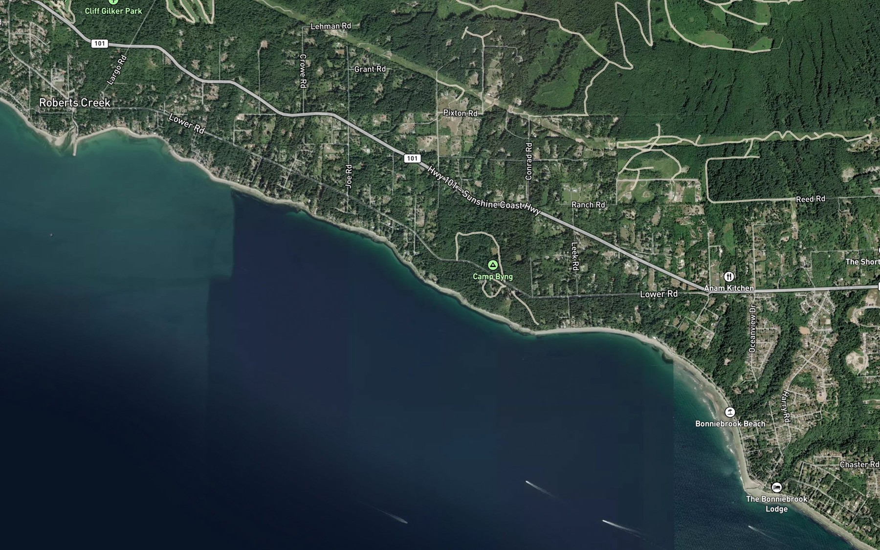 Satellite map of the Joe Smith Creek