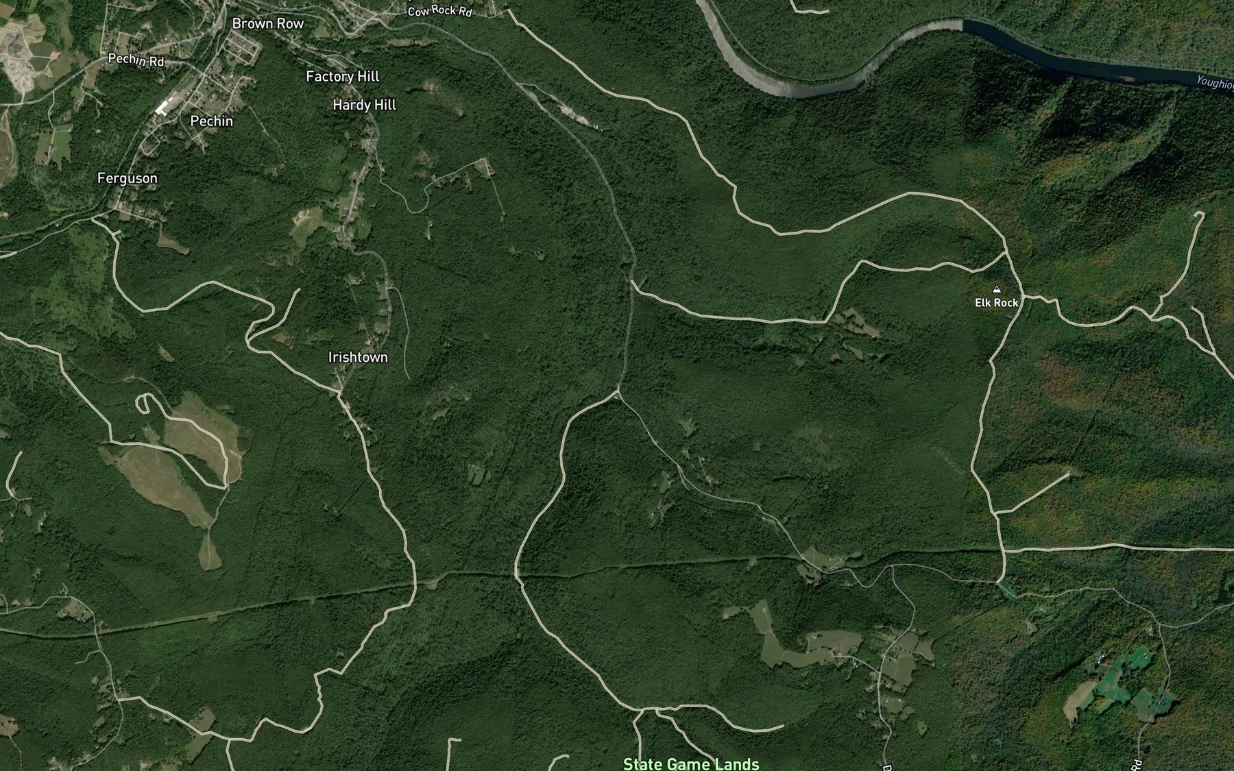 Satellite map of the Tucker Run