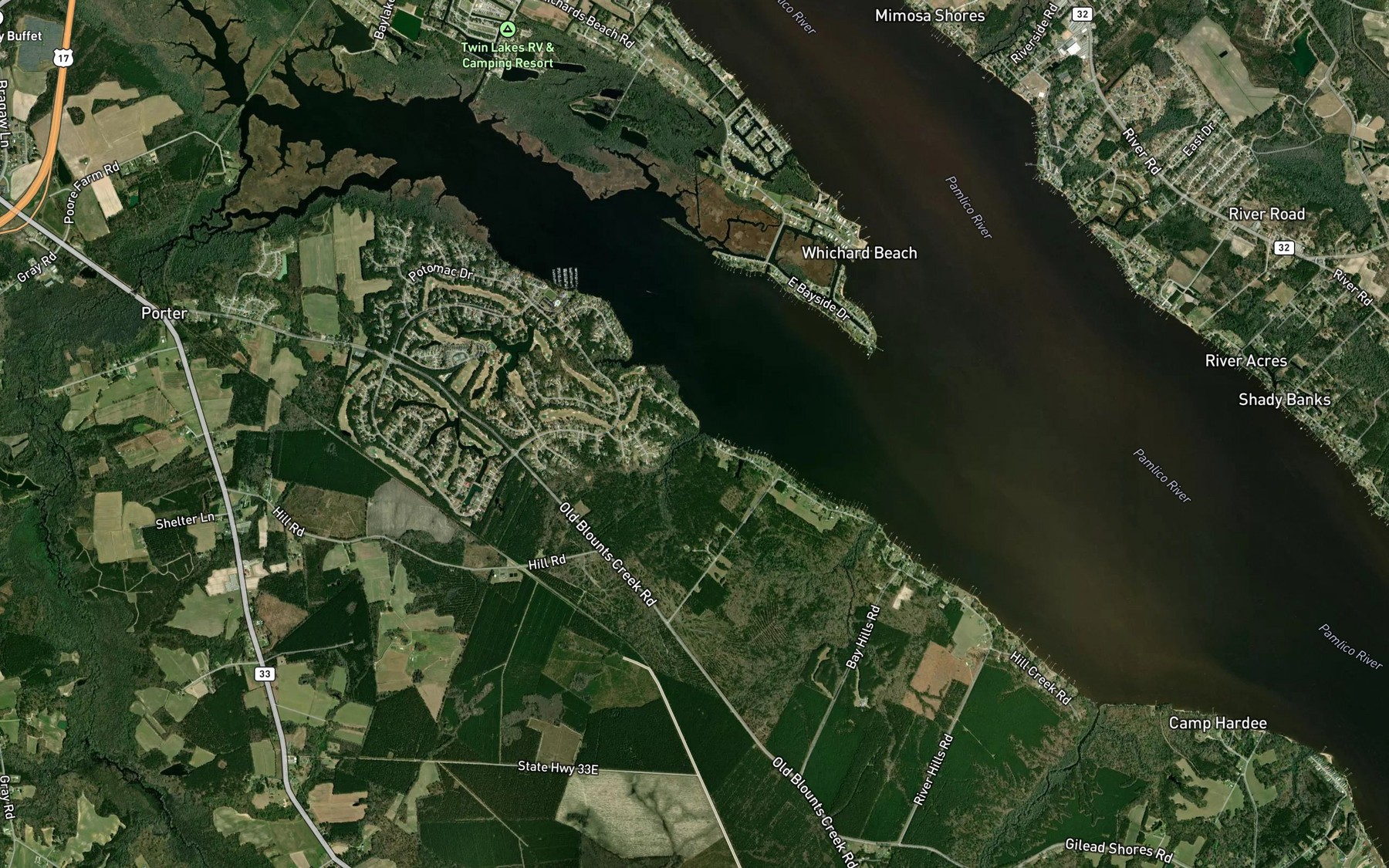 Satellite map of the Rice Creek