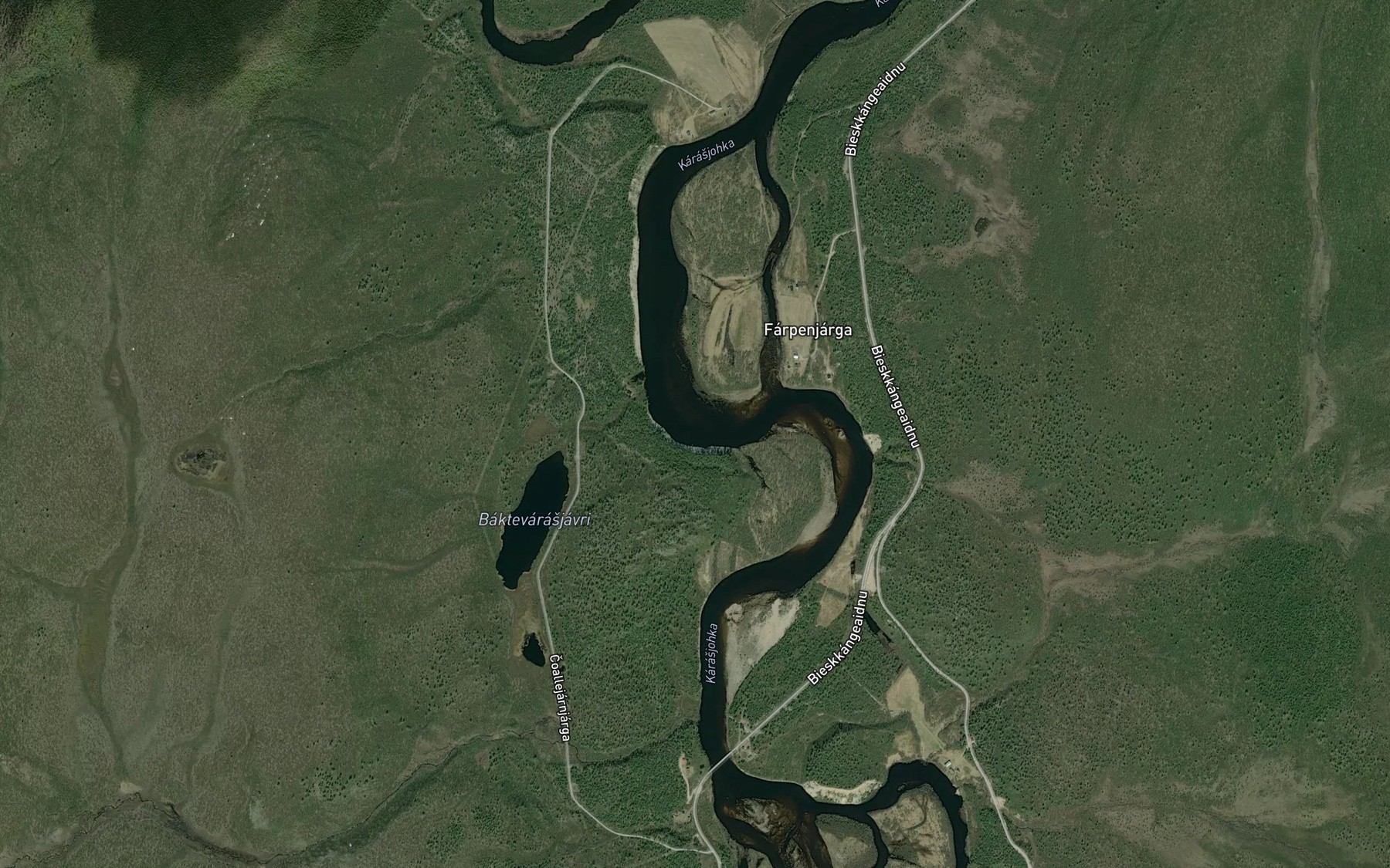 Satellite map of the Karasjohka