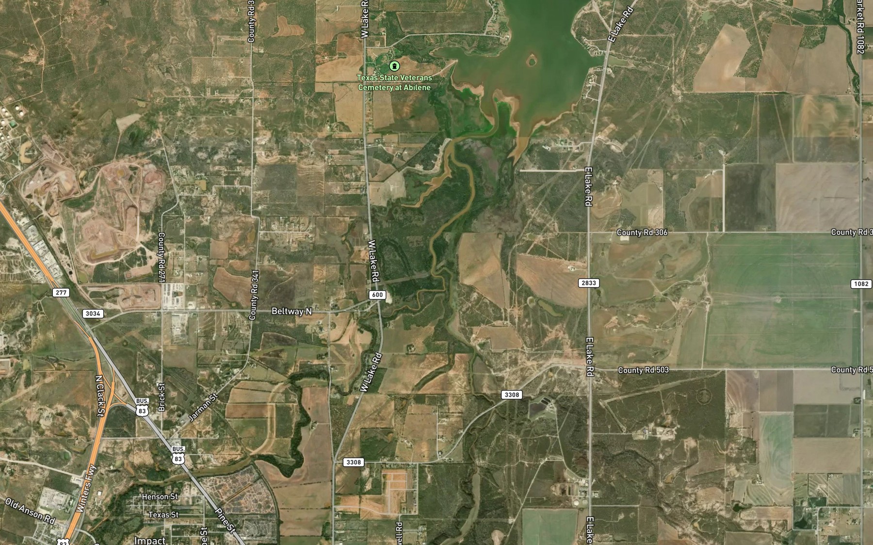 Satellite map of the Cedar Creek