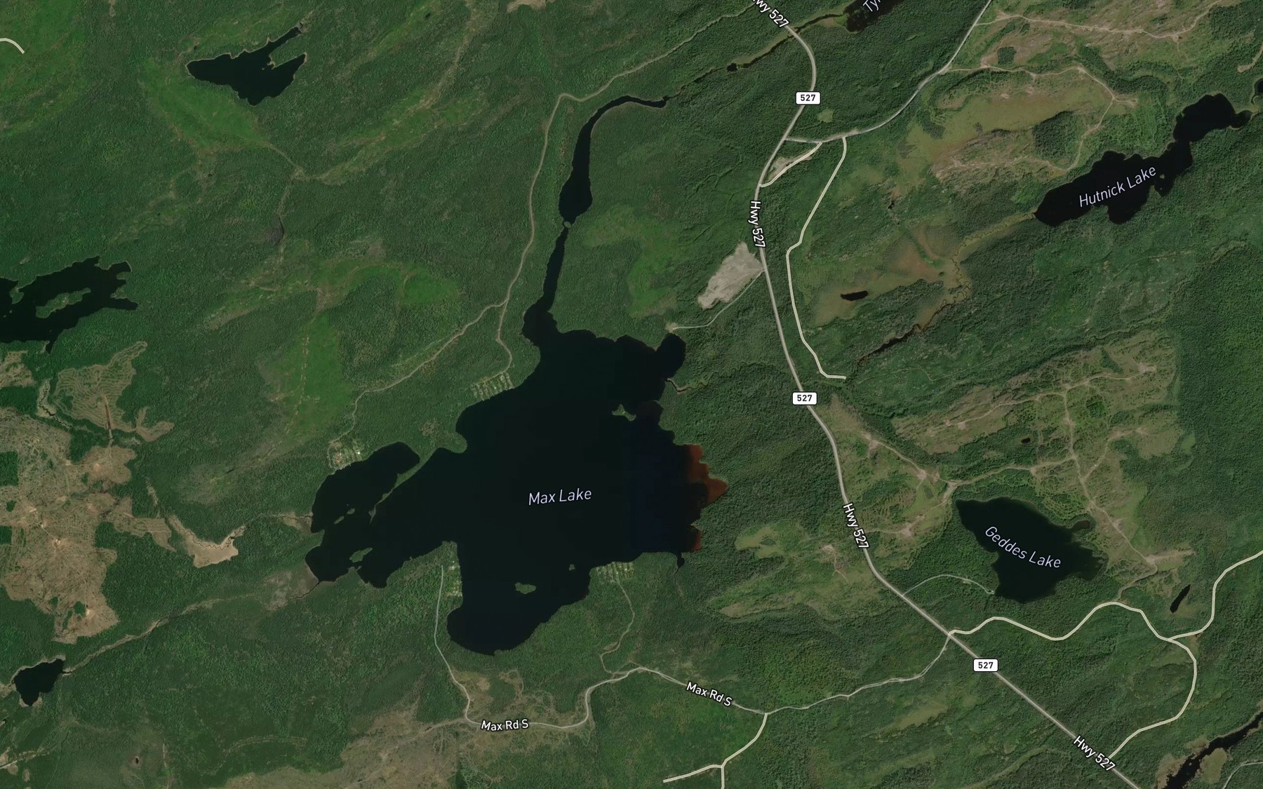 Satellite map of the Little Max Creek