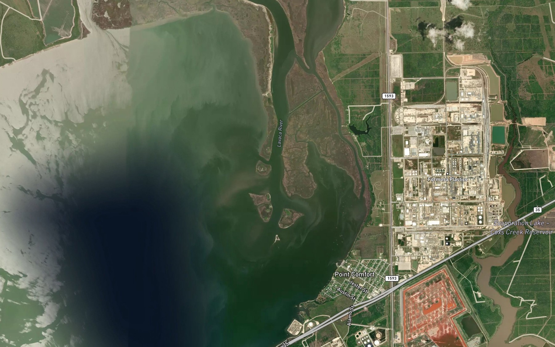 Satellite map of the Lavaca River