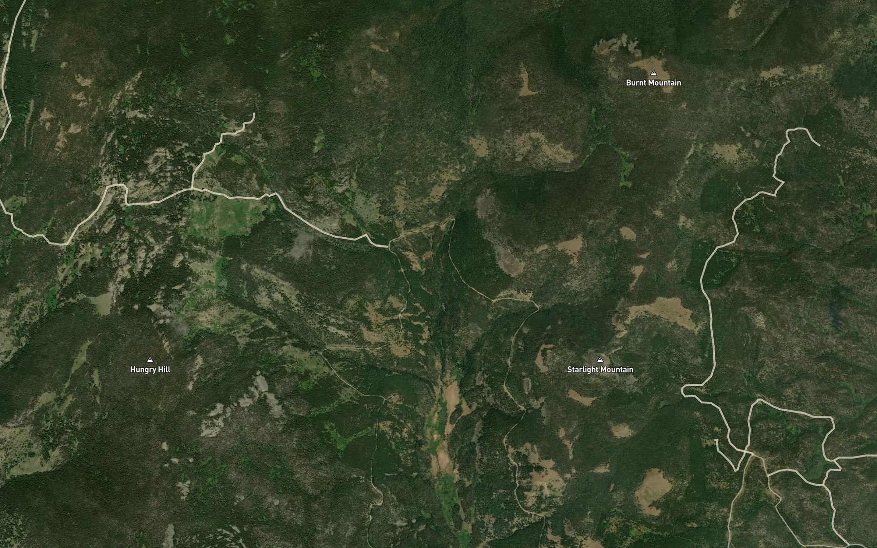 Satellite map of the Flume Creek