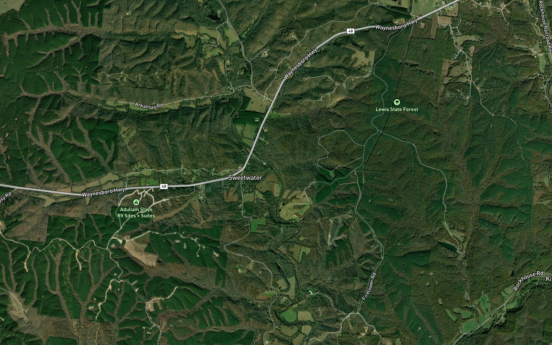 Satellite map of the Sweetwater Branch