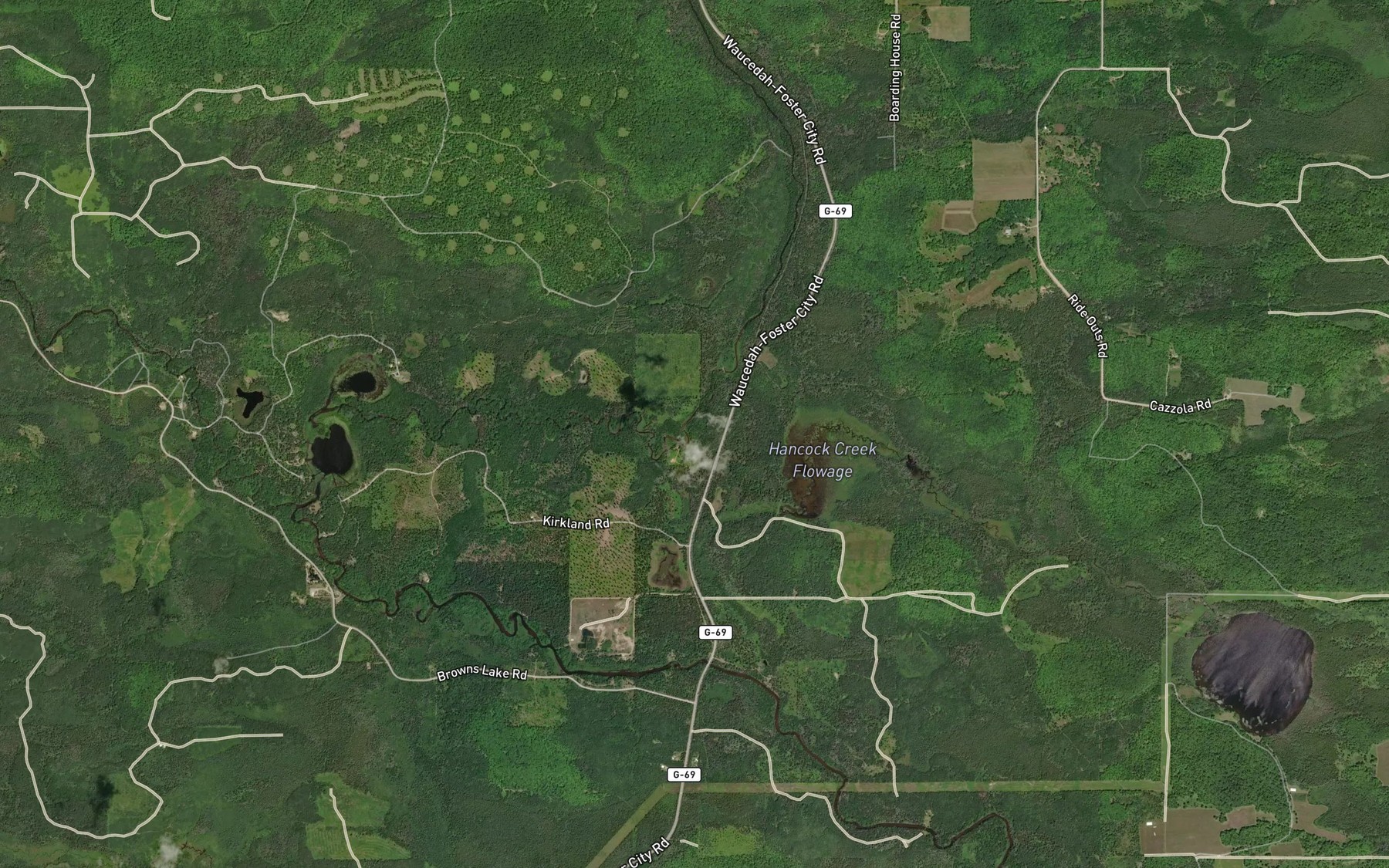 Satellite map of the Hancock Creek