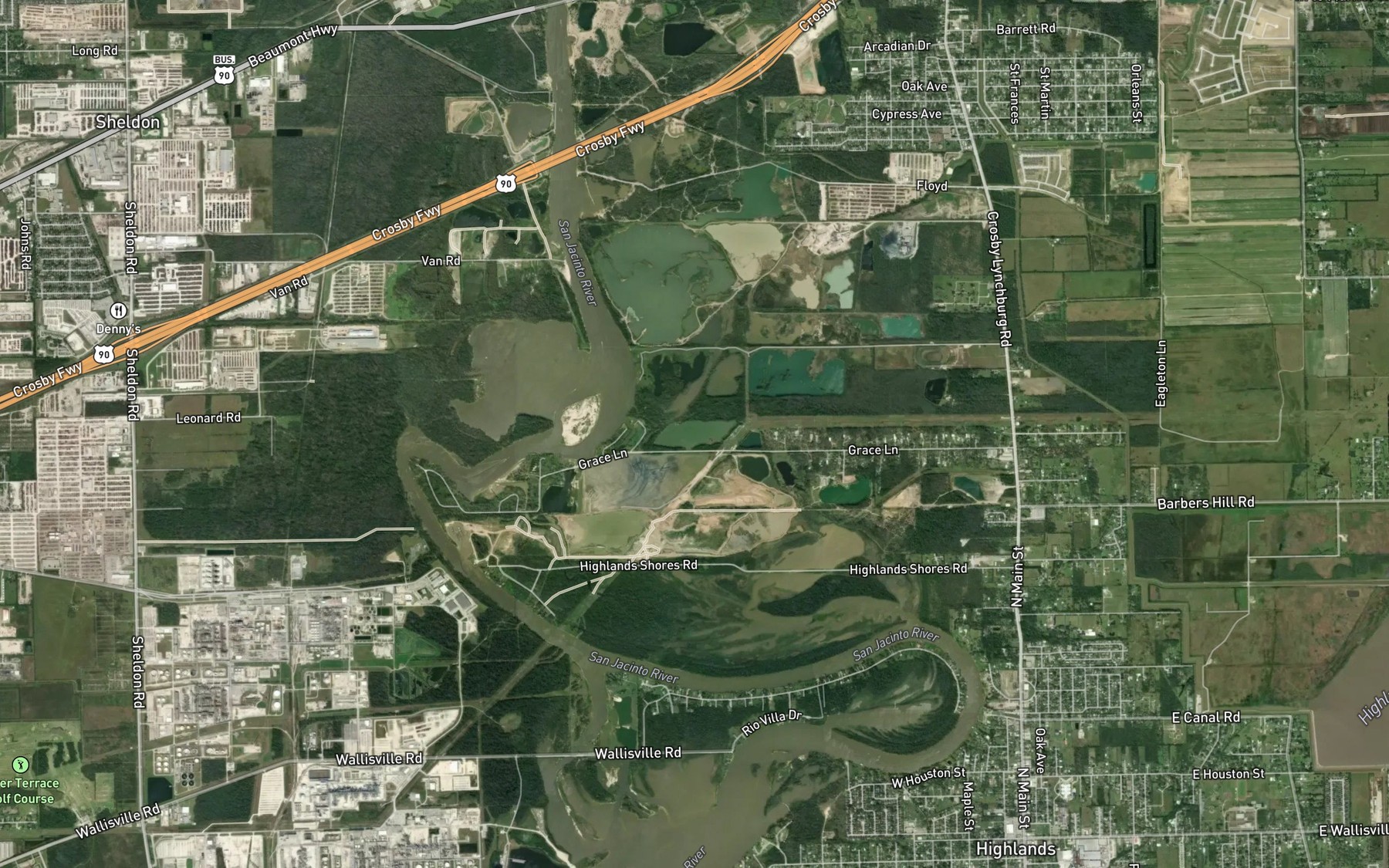 Satellite map of the McCracken Lake