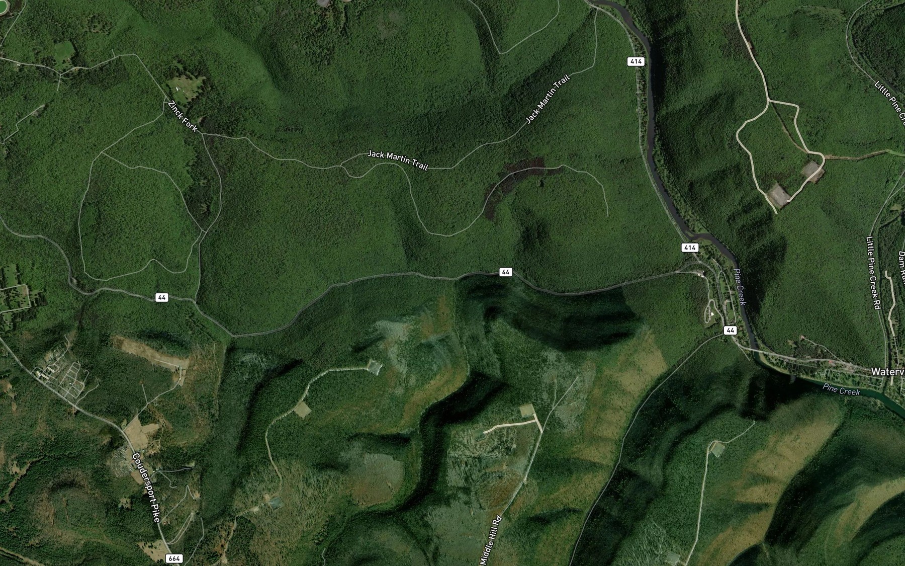 Satellite map of the Ott Fork