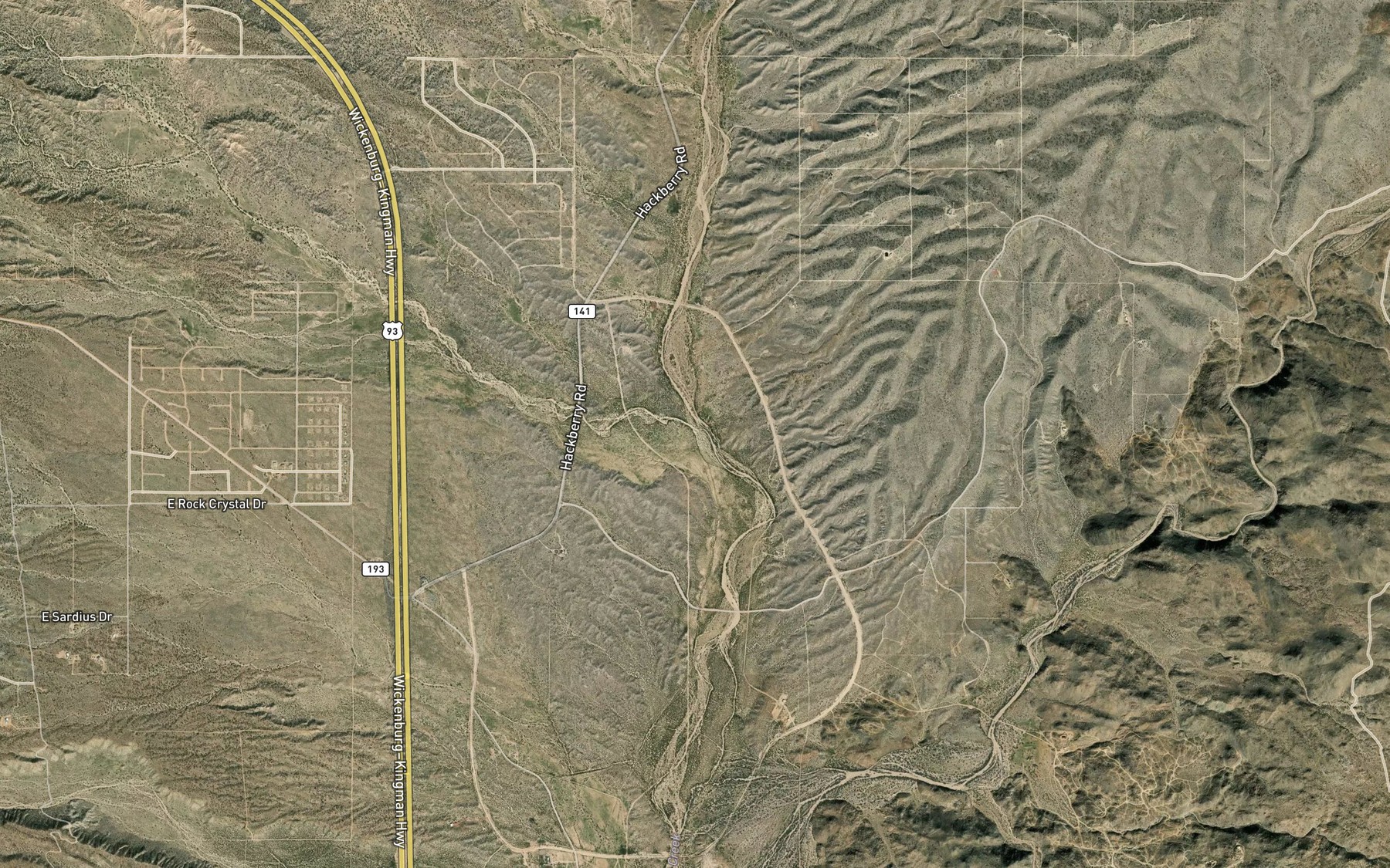 Satellite map of the McGarrys Wash