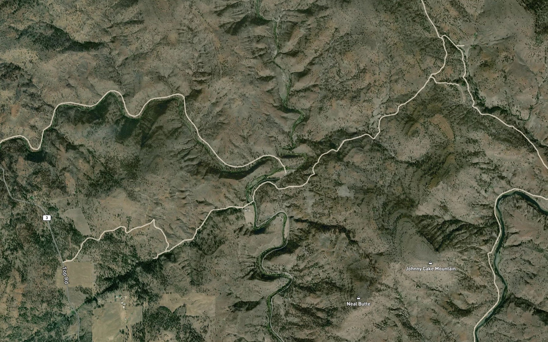 Satellite map of the Big Wall Creek