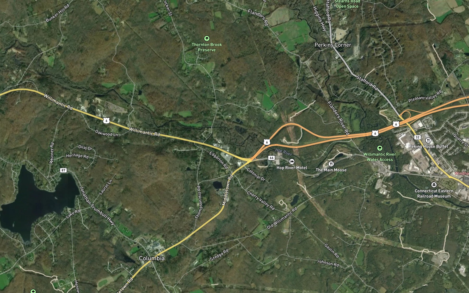 Satellite map of the Macht Brook