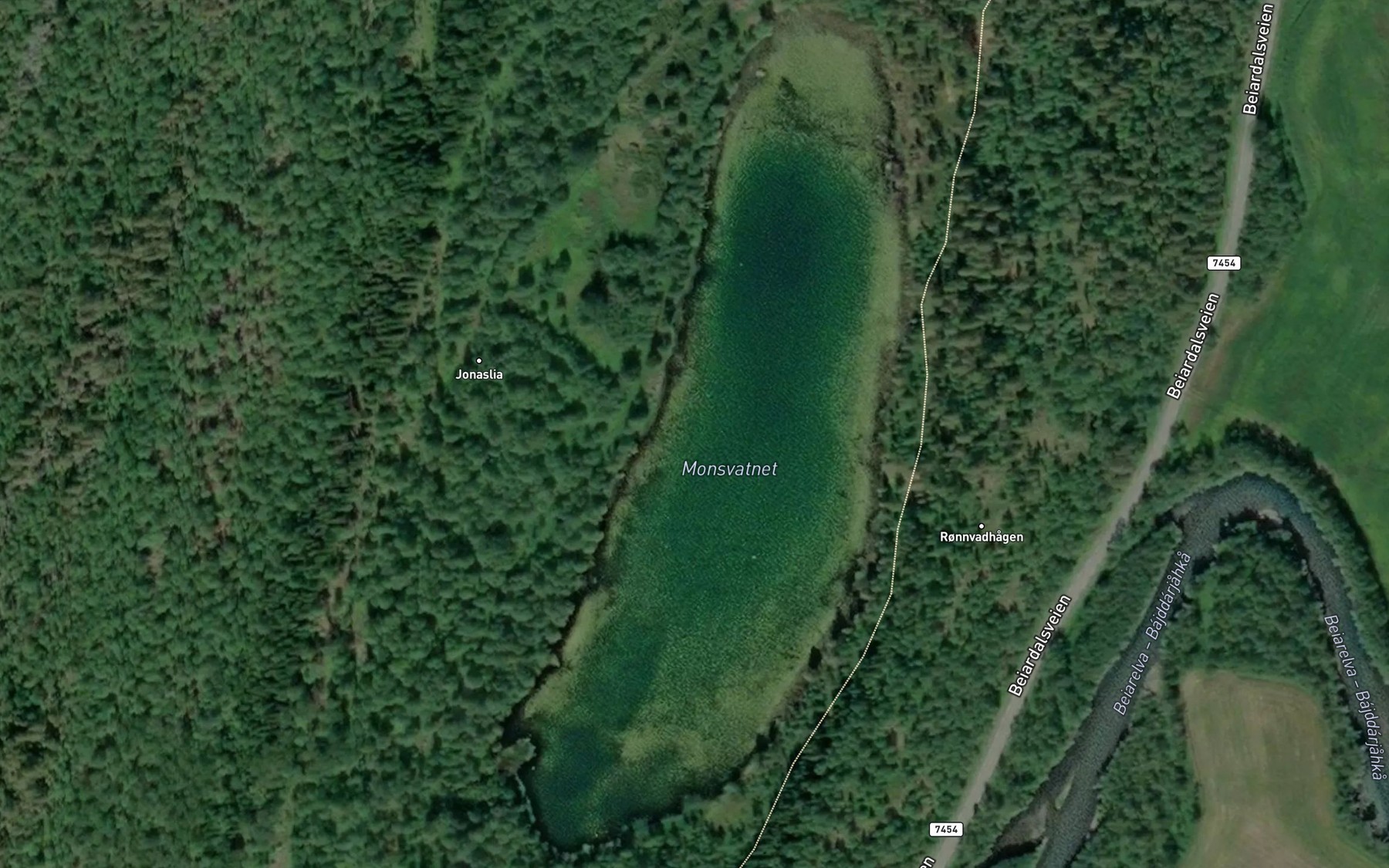 Satellite map of the Monsvatnet