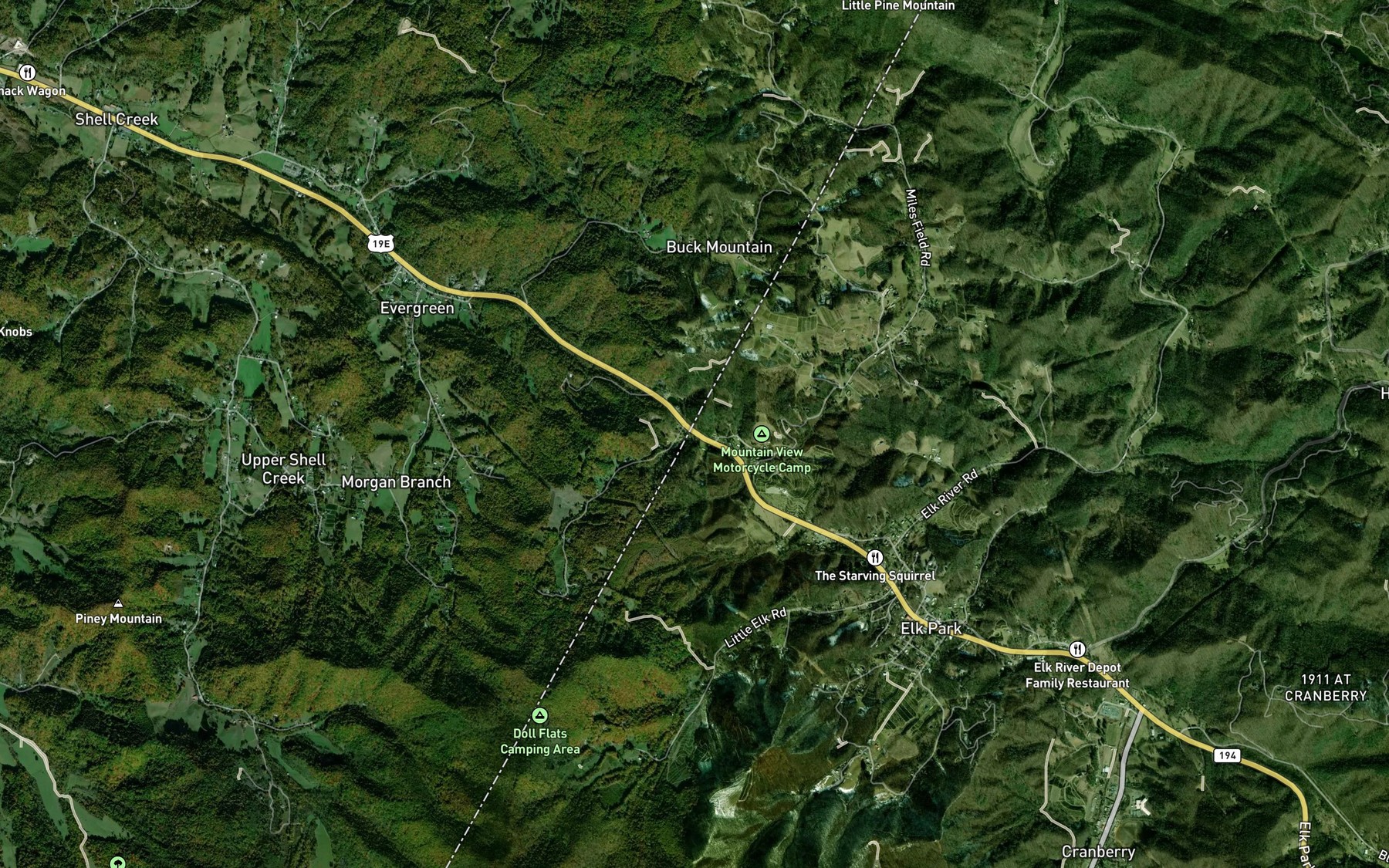 Satellite map of the State Line Branch