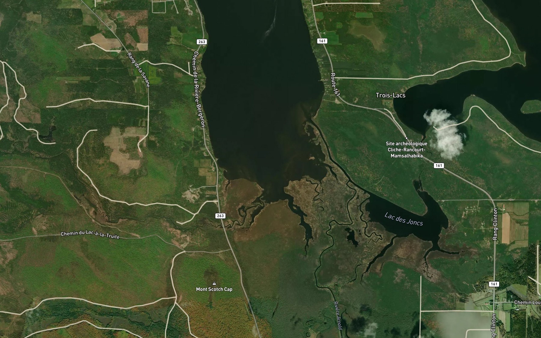 Satellite map of the Tete du Lac Megantic