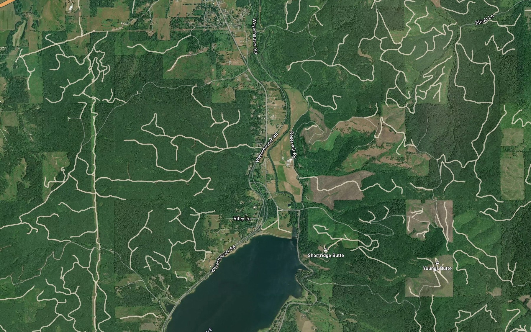 Satellite map of the Snyder Creek