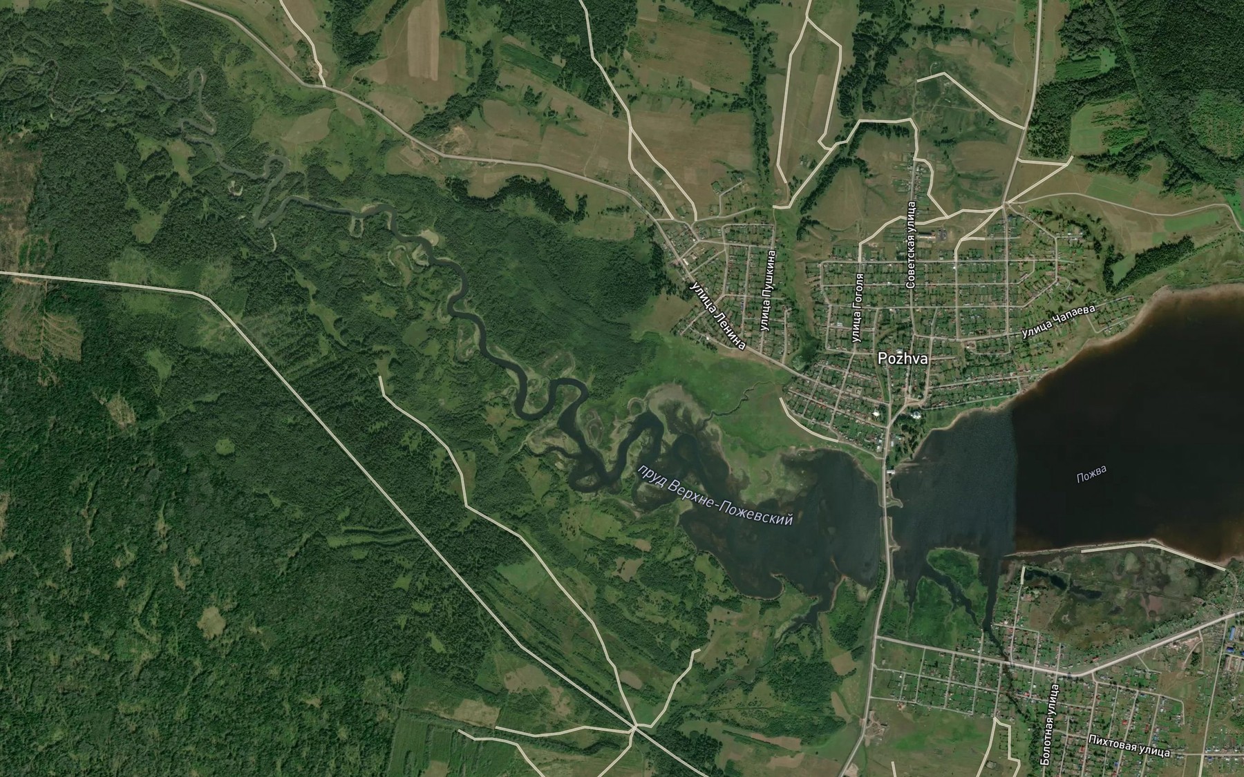 Satellite map of the Pozhva