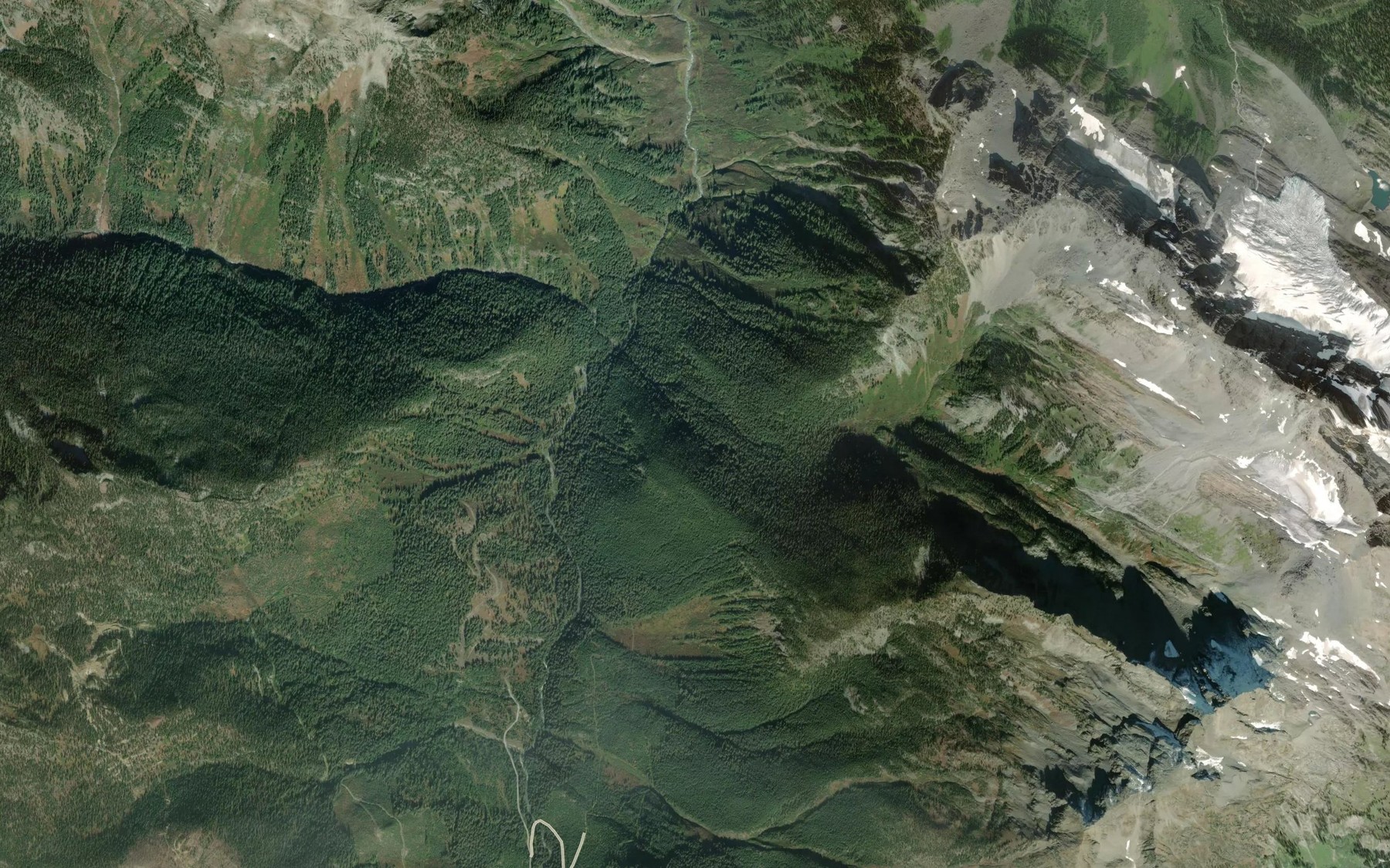 Satellite map of the Cascading Creek