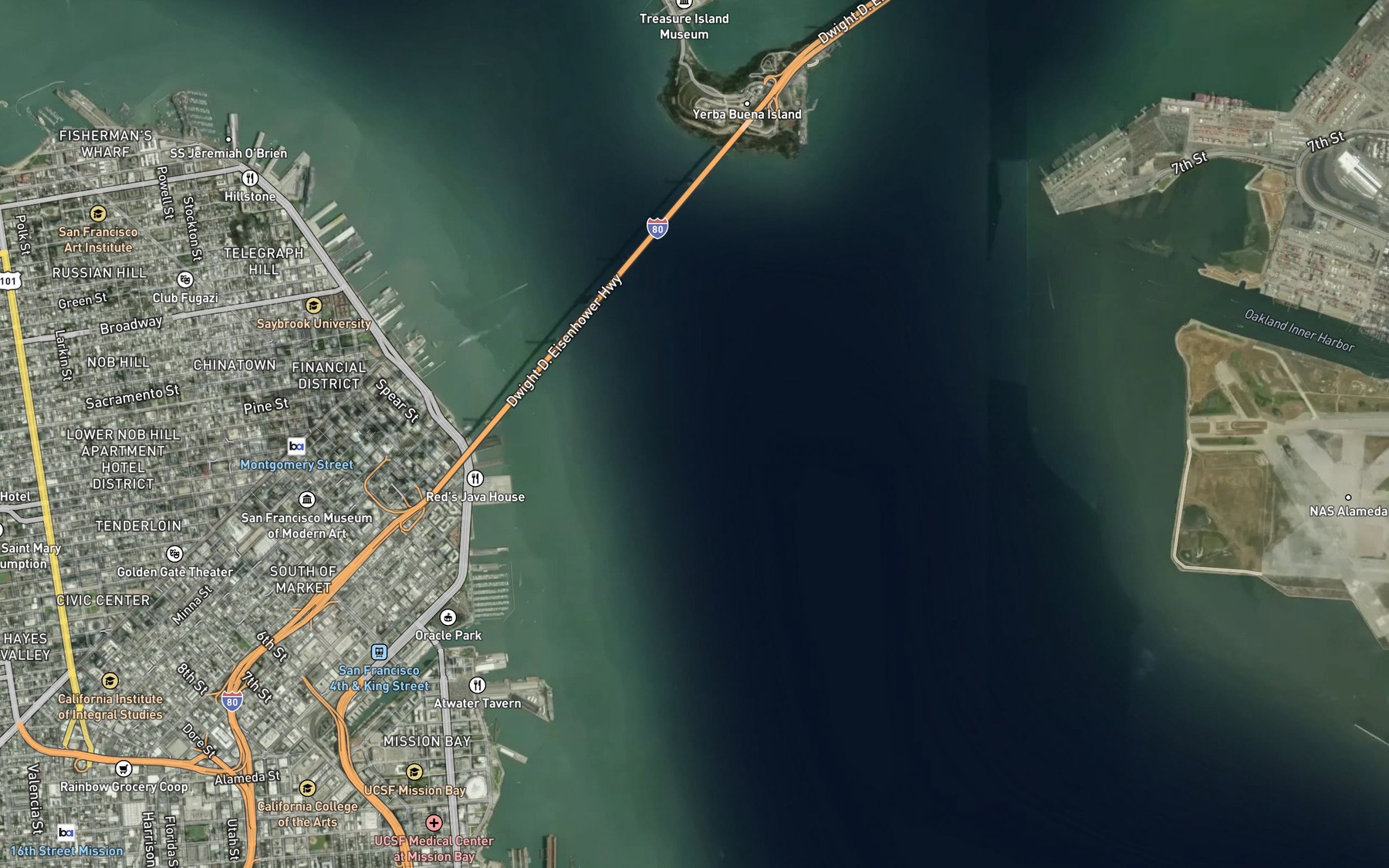 Satellite map of the Naval Anchorage San Francisco Bay (historical)