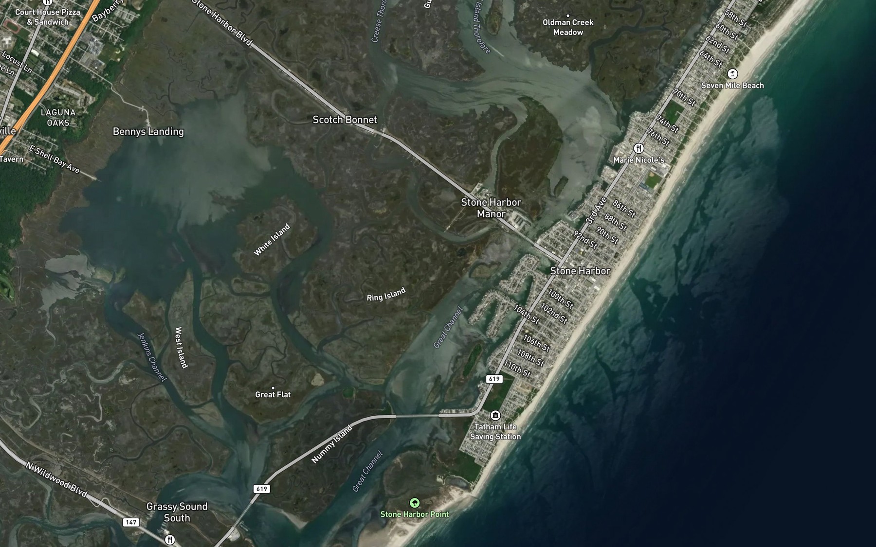 Satellite map of the Bluefish Brothers
