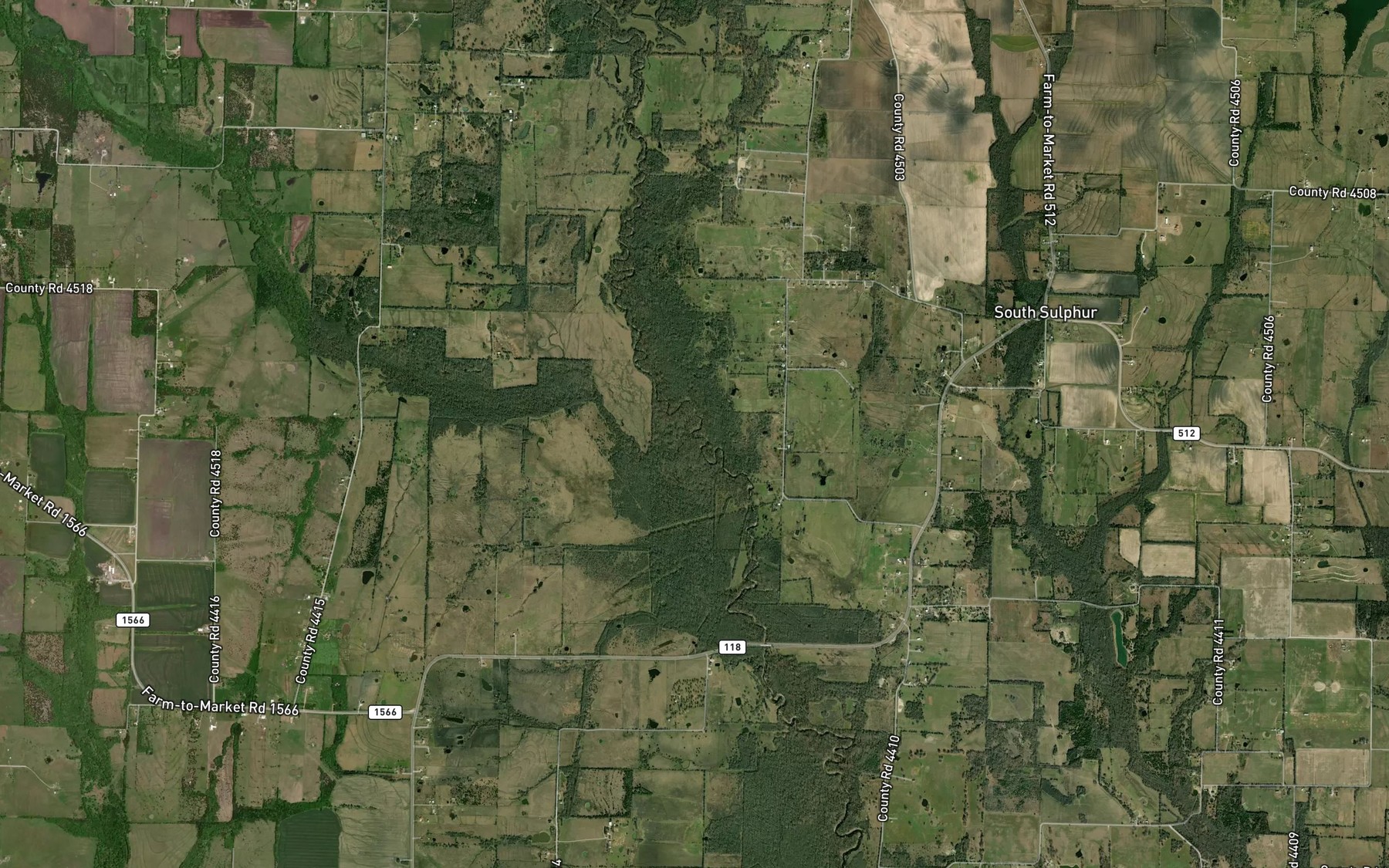 Satellite map of the Honey Creek