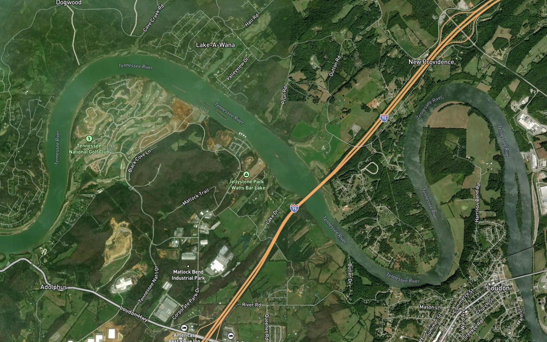 Satellite map of the Rodgers Branch