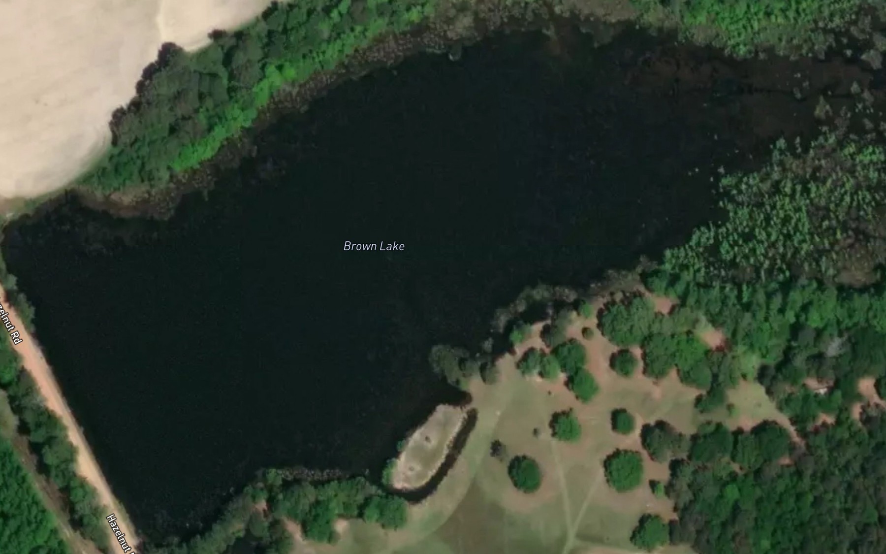 Satellite map of the Brown Lake