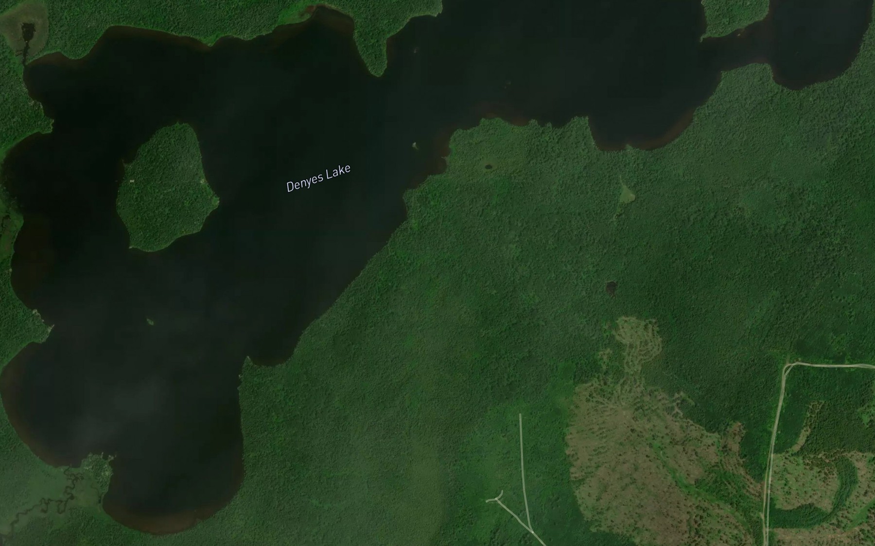 Satellite map of the Denyes Lake