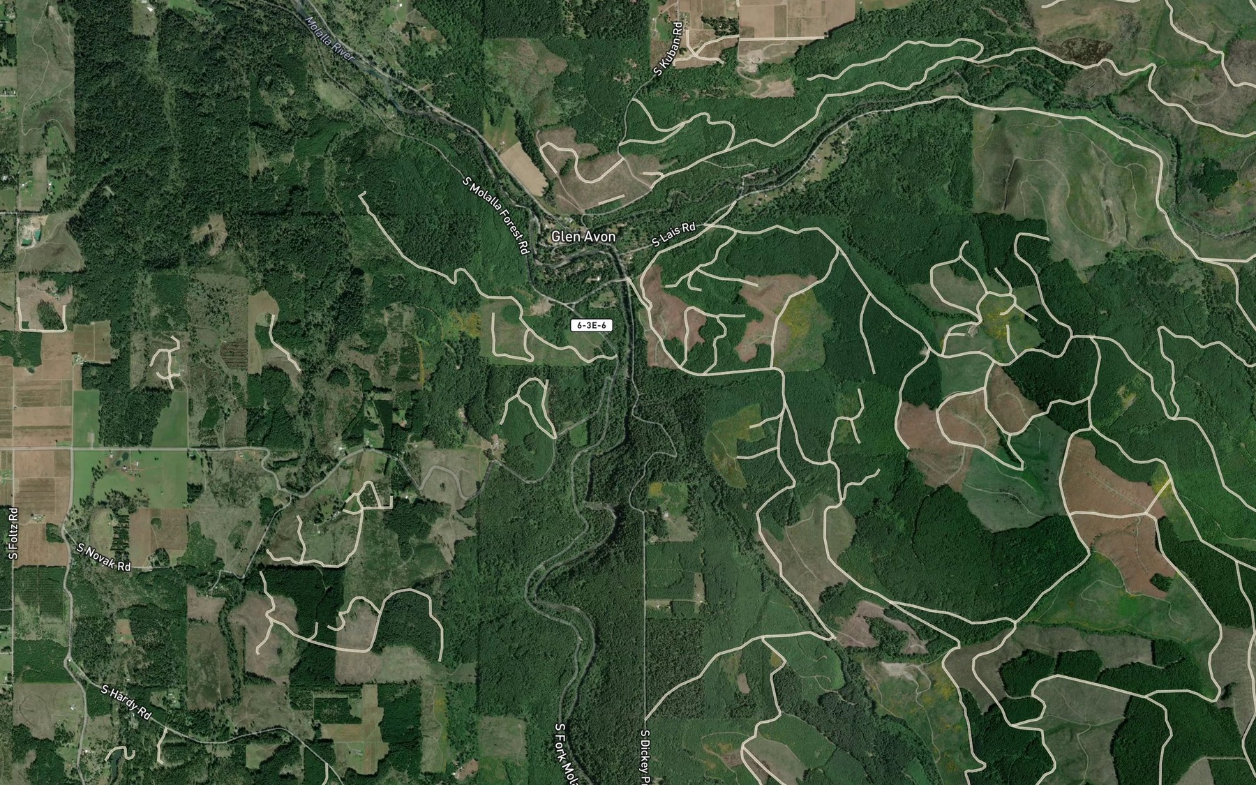 Satellite map of the Trout Creek