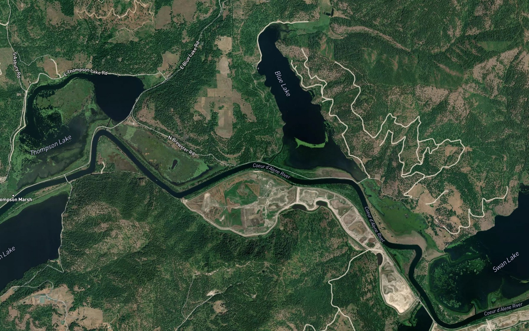 Satellite map of the Blue Lake Creek