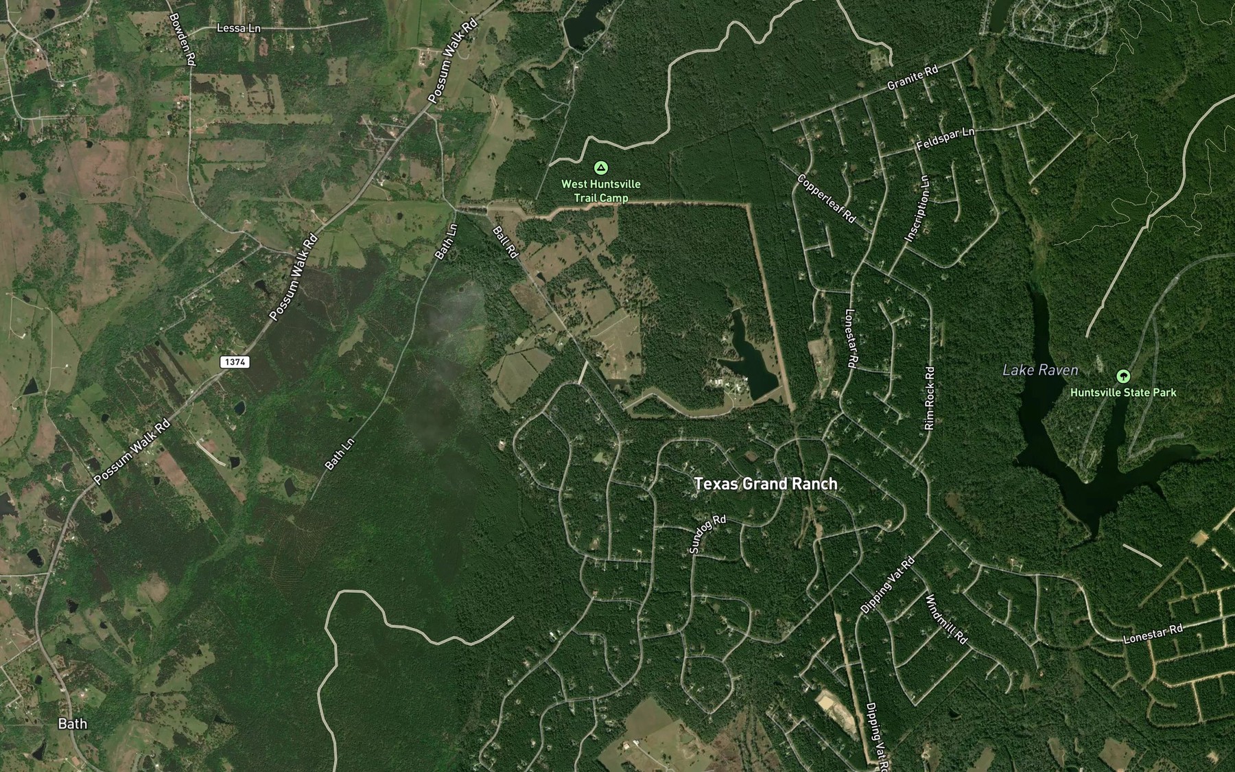 Satellite map of the Persimmon Lake