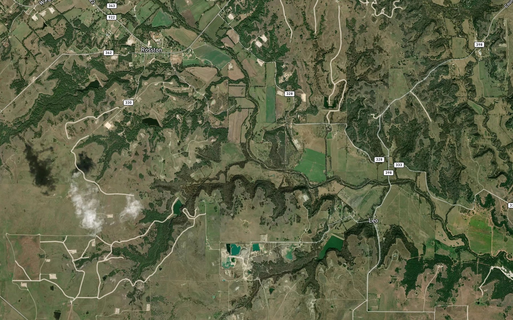 Satellite map of the Cove Hollow Creek