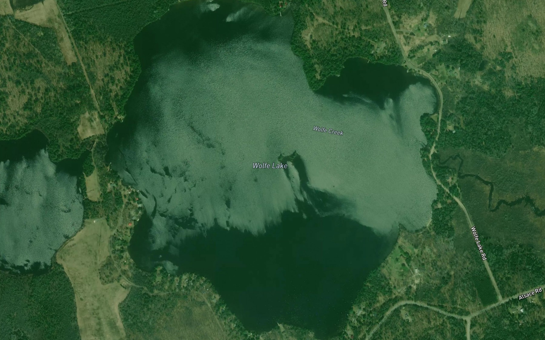 Satellite map of the Wolfe Lake