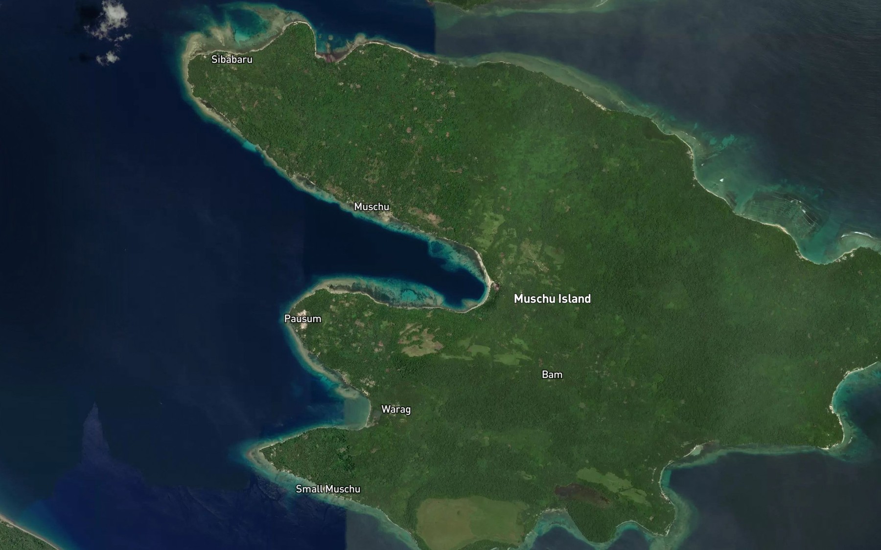 Satellite map of the Muschu Bay