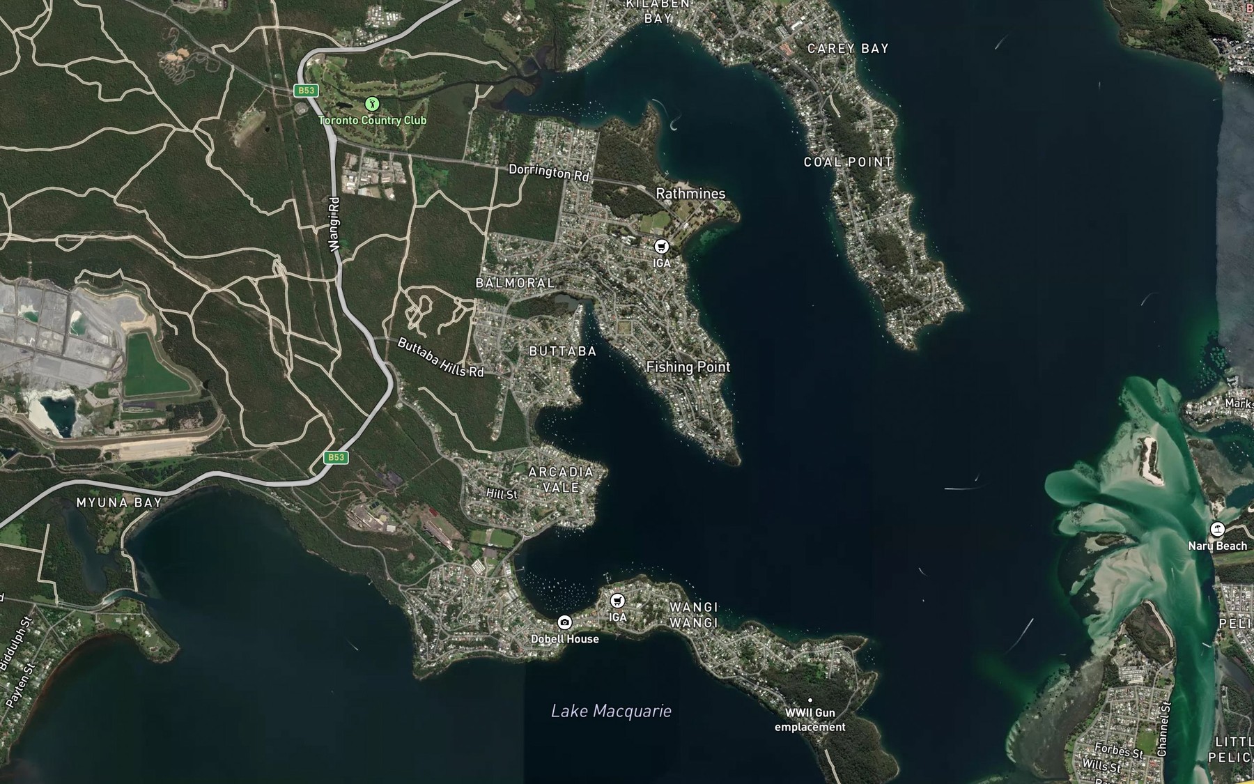 Satellite map of the Secret Bay