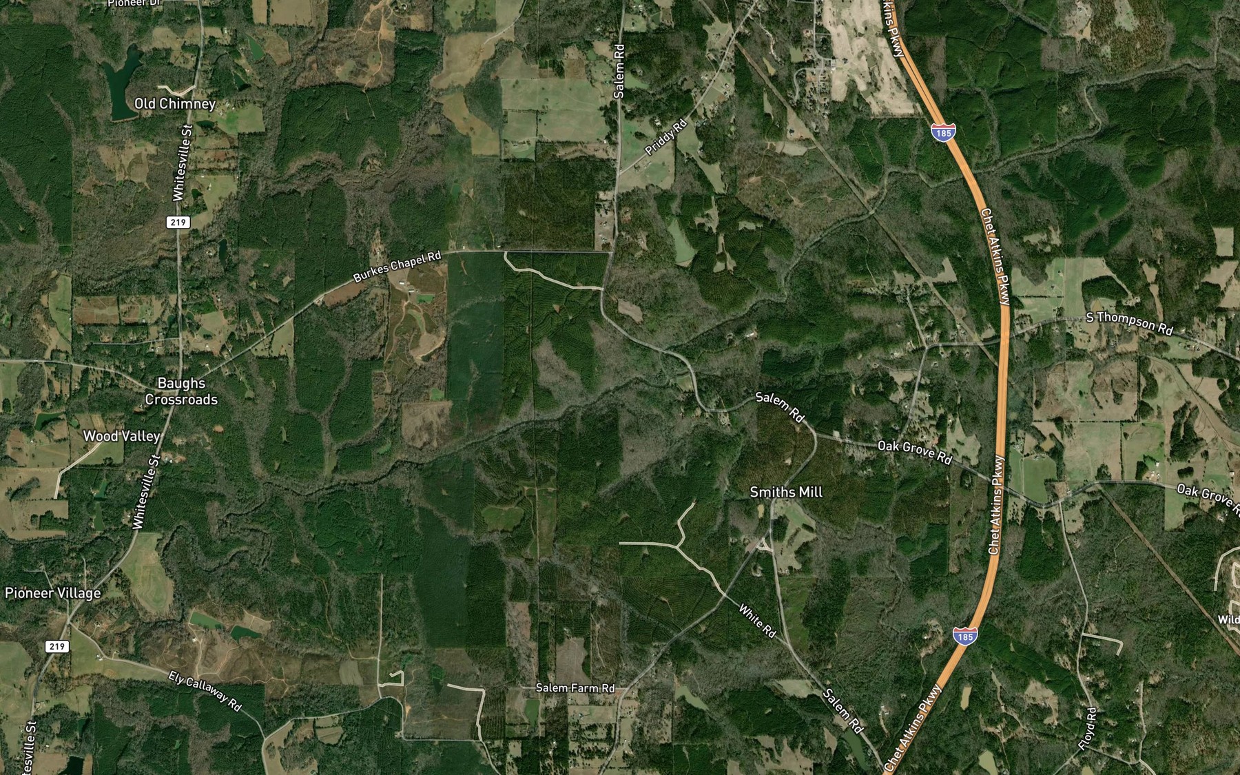 Satellite map of the Turkey Creek