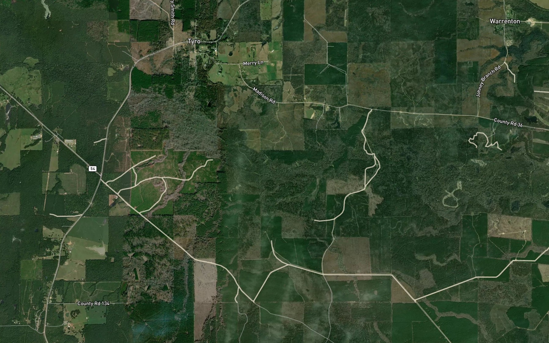 Satellite map of the Weaver Creek